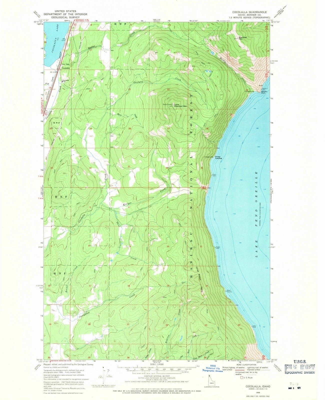 1968 Cocolalla, ID - Idaho - USGS Topographic Map