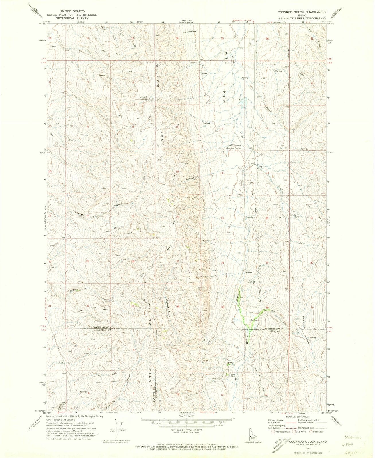 1970 Coonrod Gulch, ID - Idaho - USGS Topographic Map