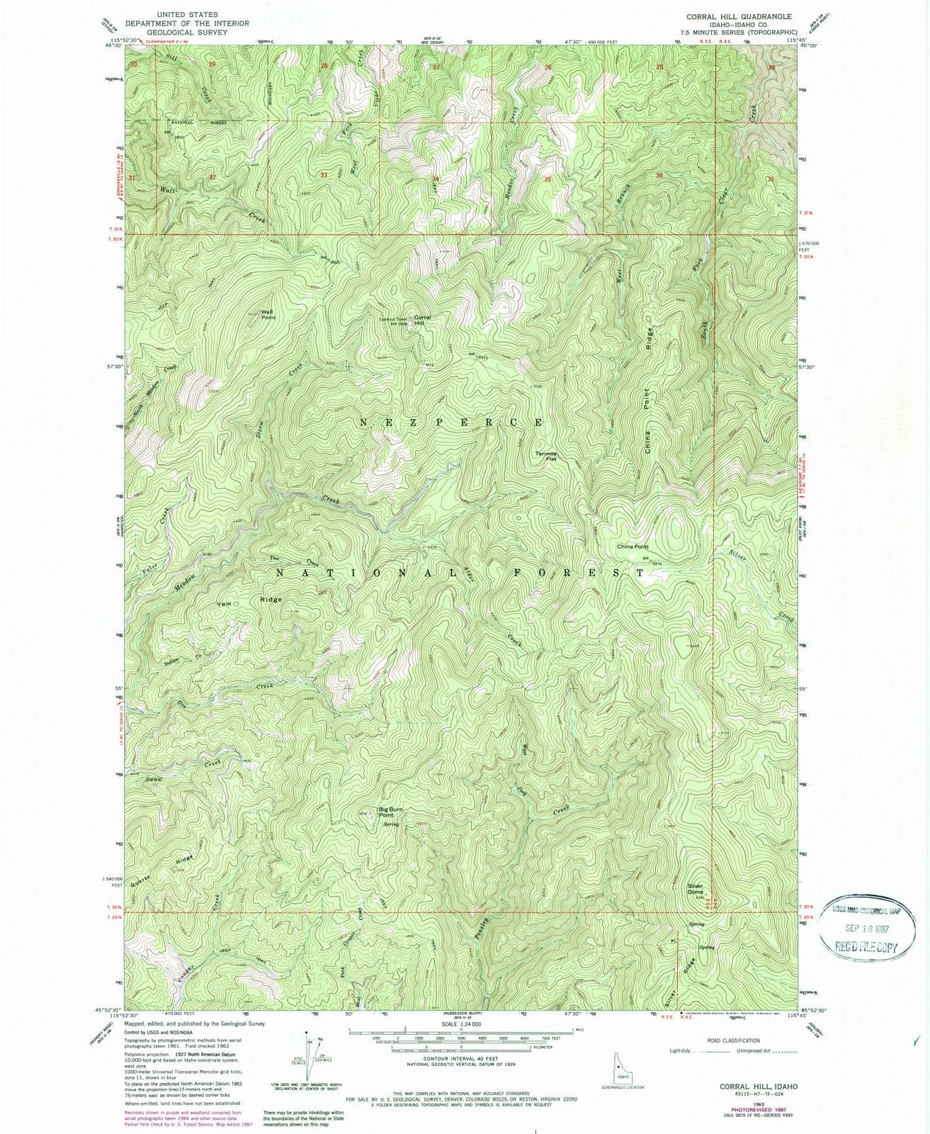 1963 Corral Hill, ID - Idaho - USGS Topographic Map
