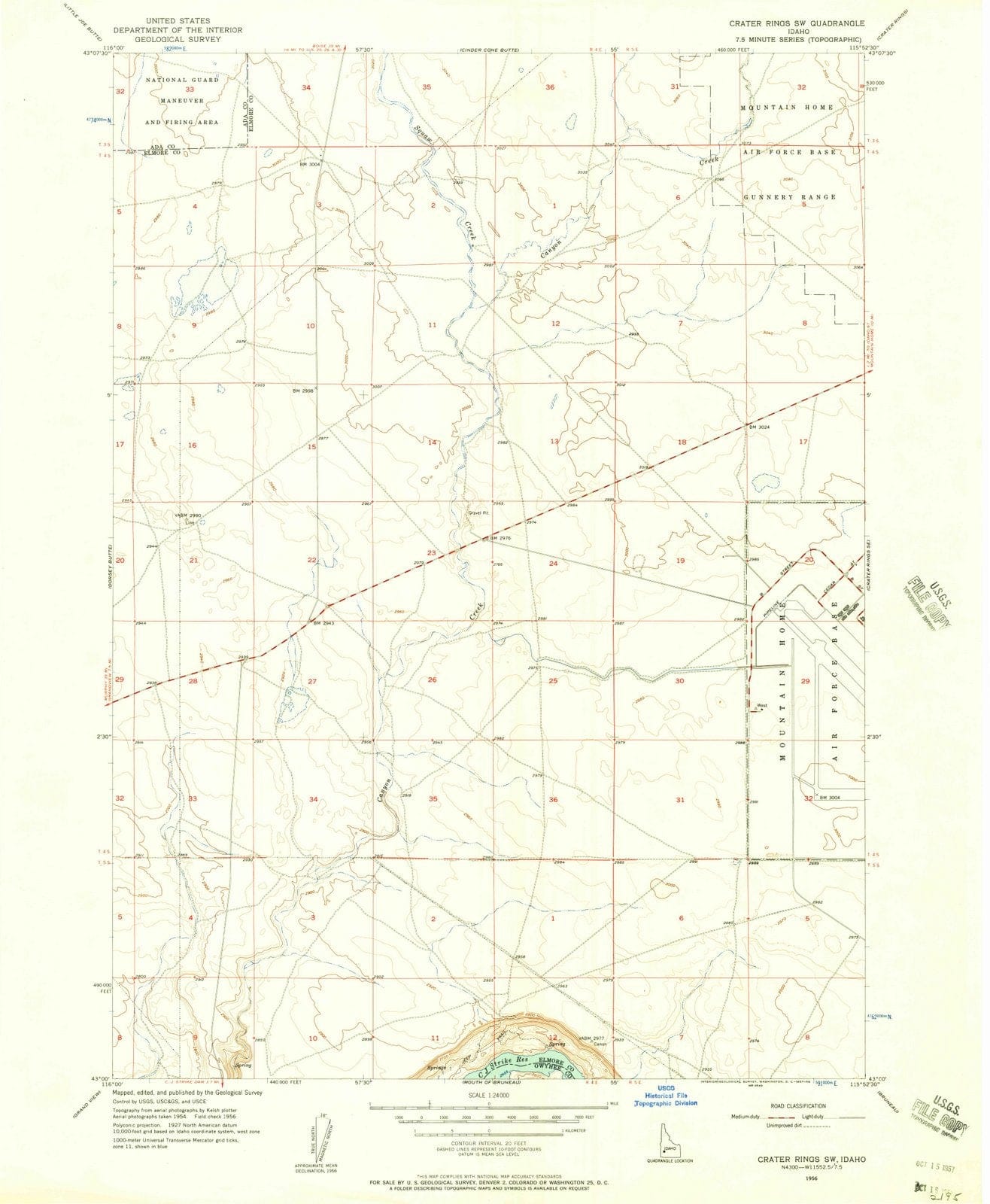 1956 Crater Rings, ID - Idaho - USGS Topographic Map v2