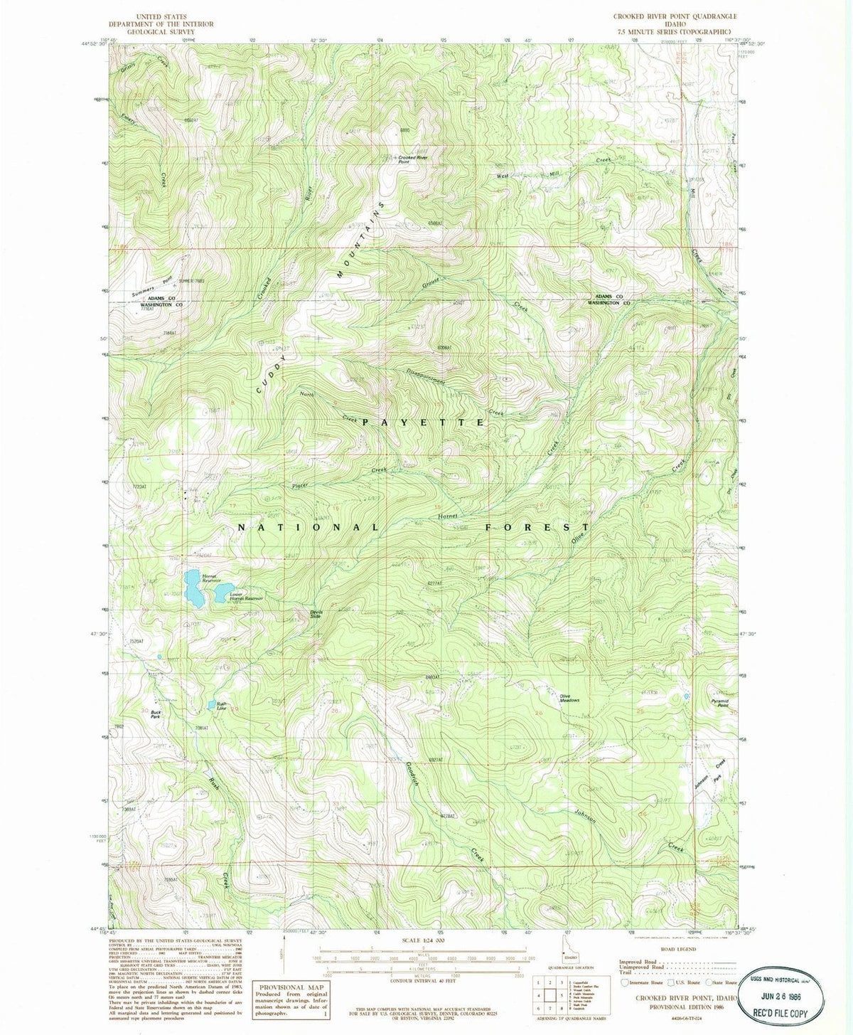 1986 Crooked River Point, ID - Idaho - USGS Topographic Map