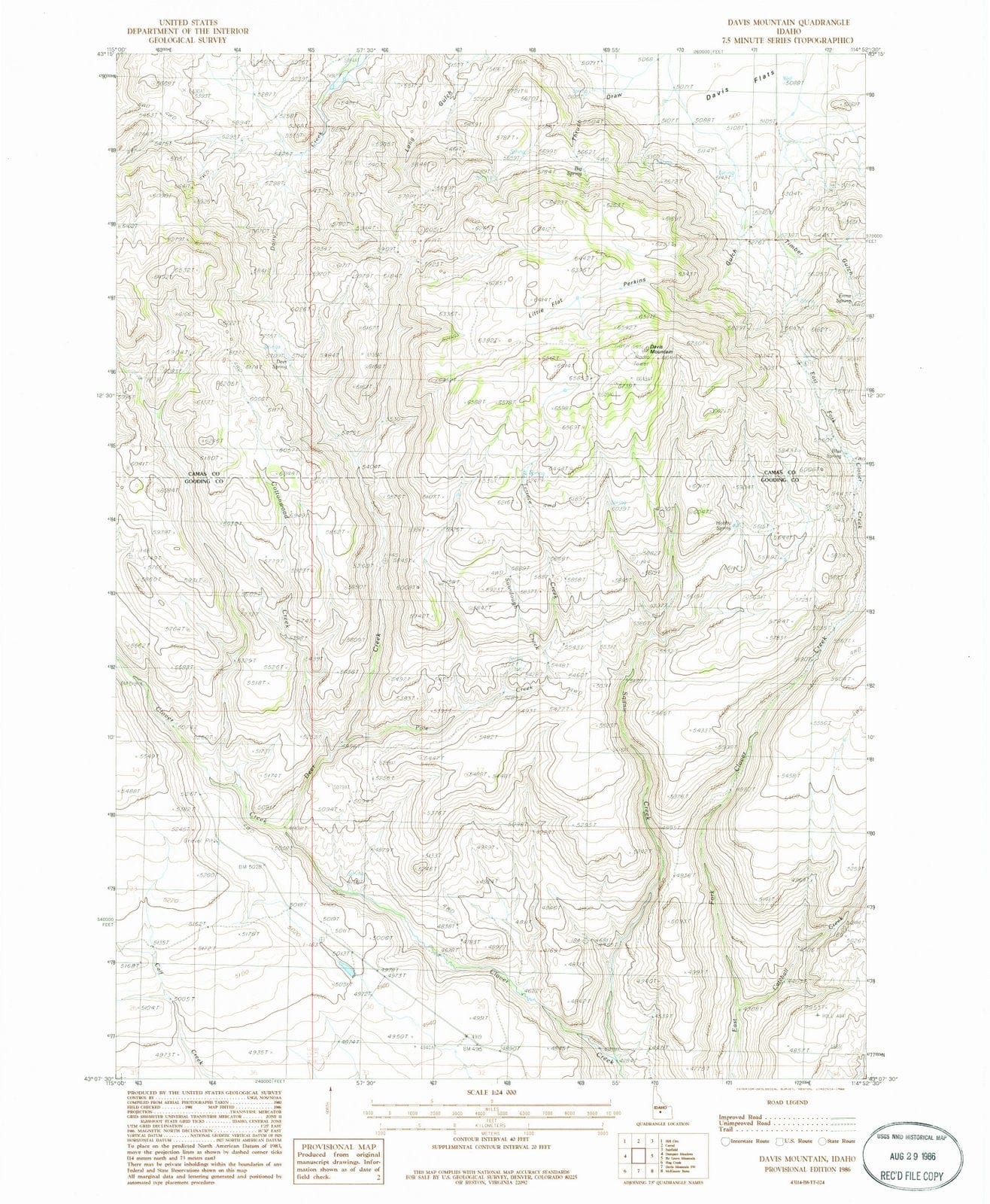 1986 Davis Mountain, ID - Idaho - USGS Topographic Map v2