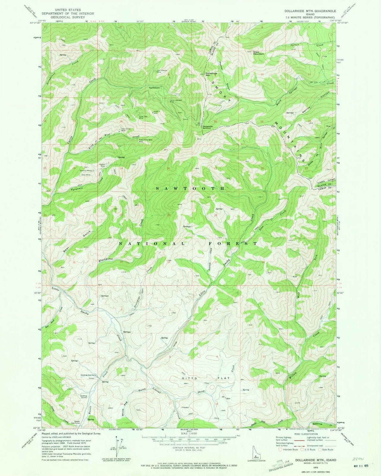 1970 Dollarhide MTN, ID - Idaho - USGS Topographic Map