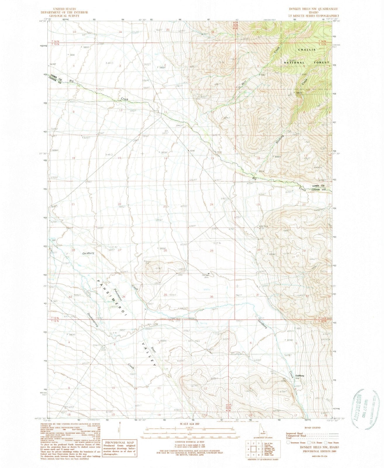 1989 Donkey Hills, ID - Idaho - USGS Topographic Map