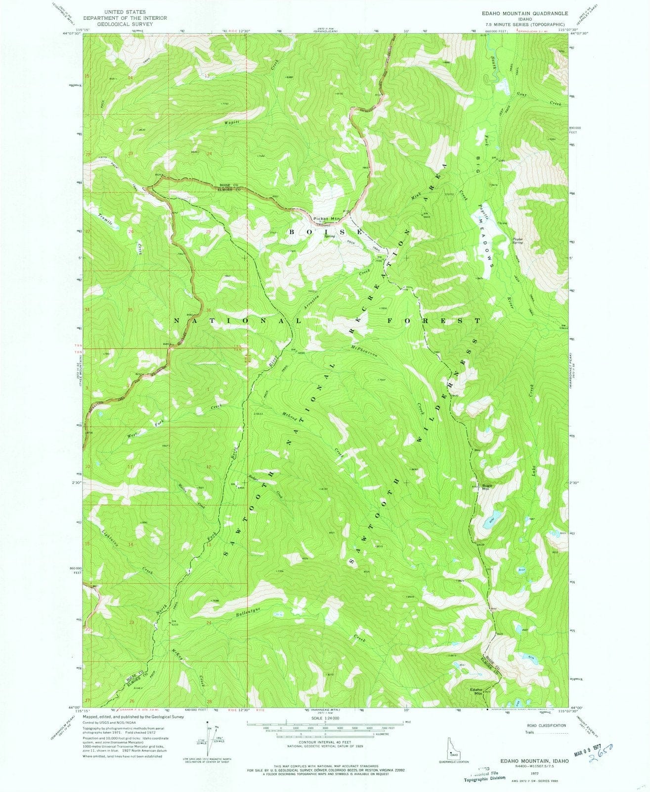 1972 Edaho Mountain, ID - Idaho - USGS Topographic Map