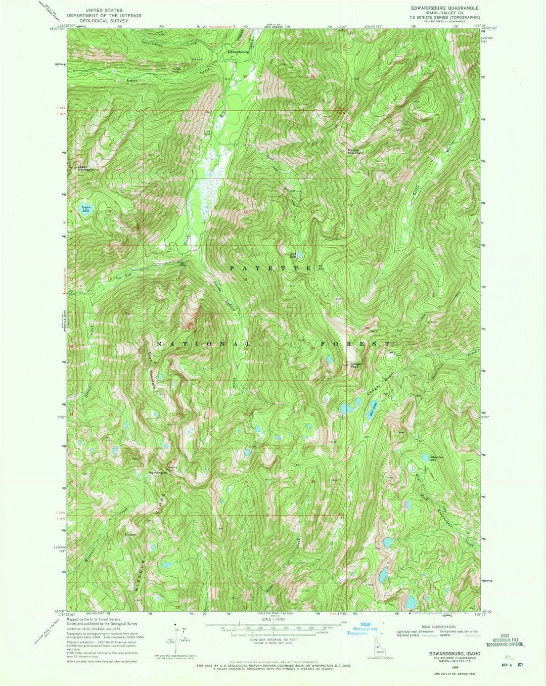 1969 Edwardsburg, ID - Idaho - USGS Topographic Map