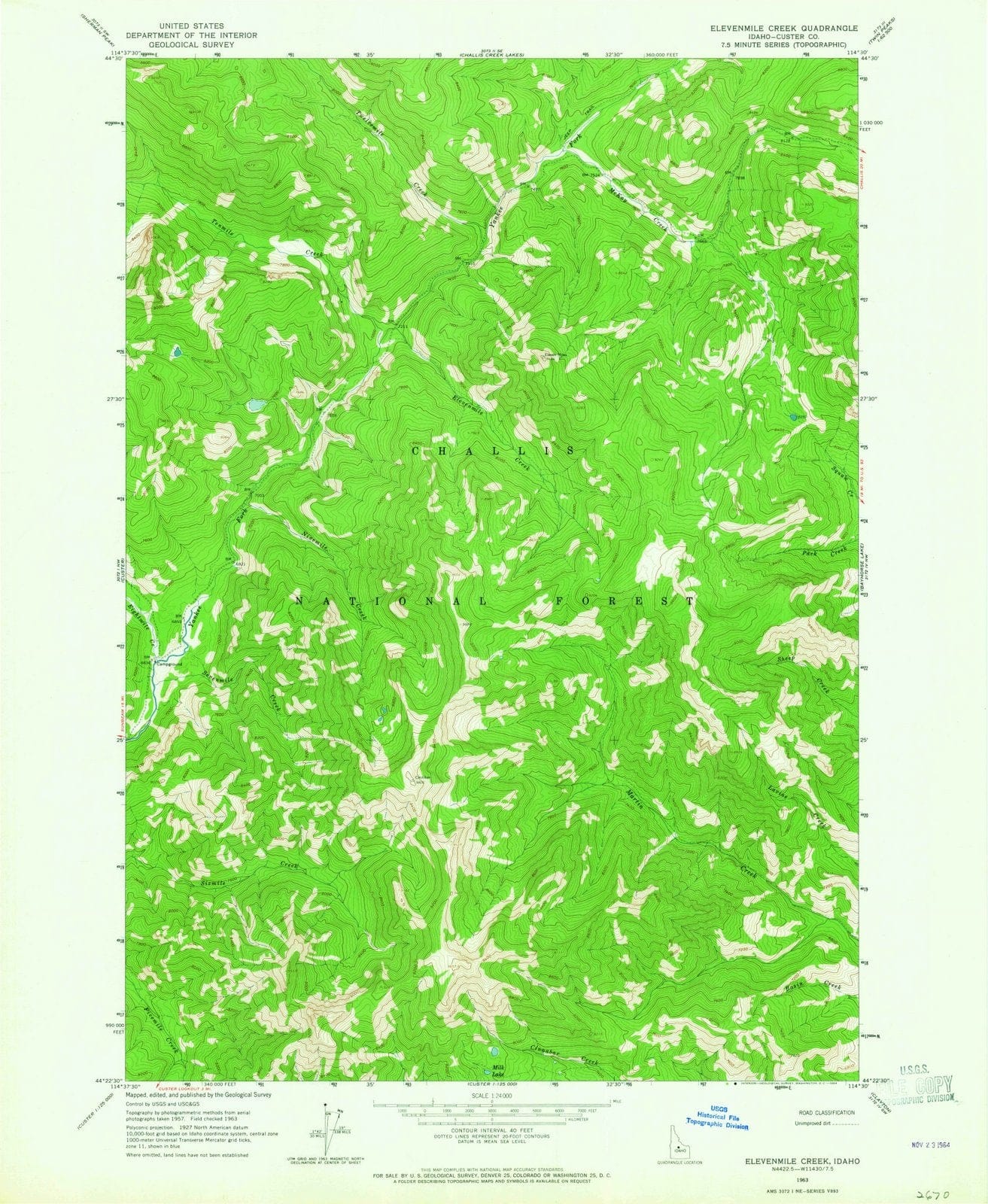 1963 Elevenmile Creek, ID - Idaho - USGS Topographic Map