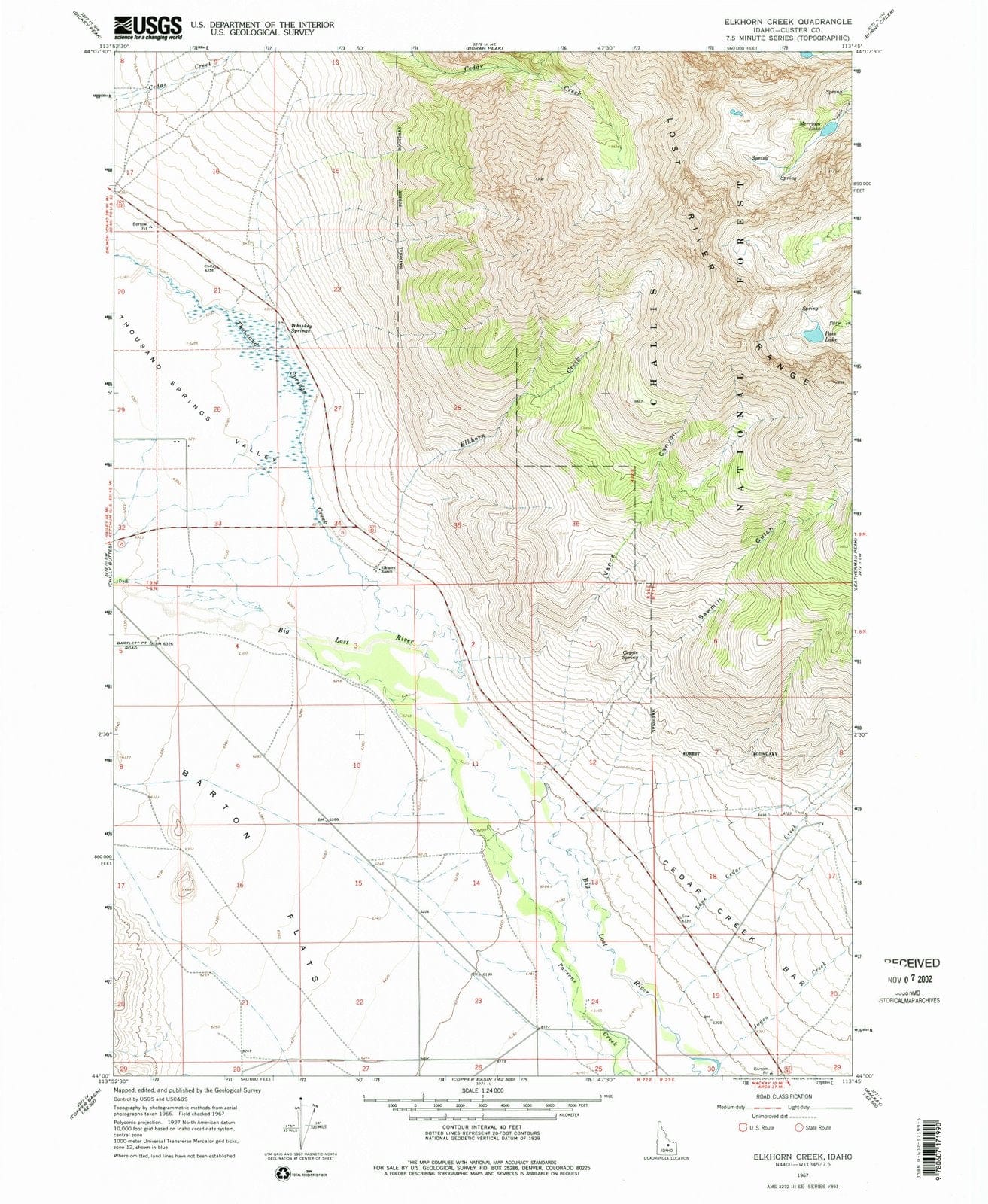 1967 Elkhorn Creek, ID - Idaho - USGS Topographic Map
