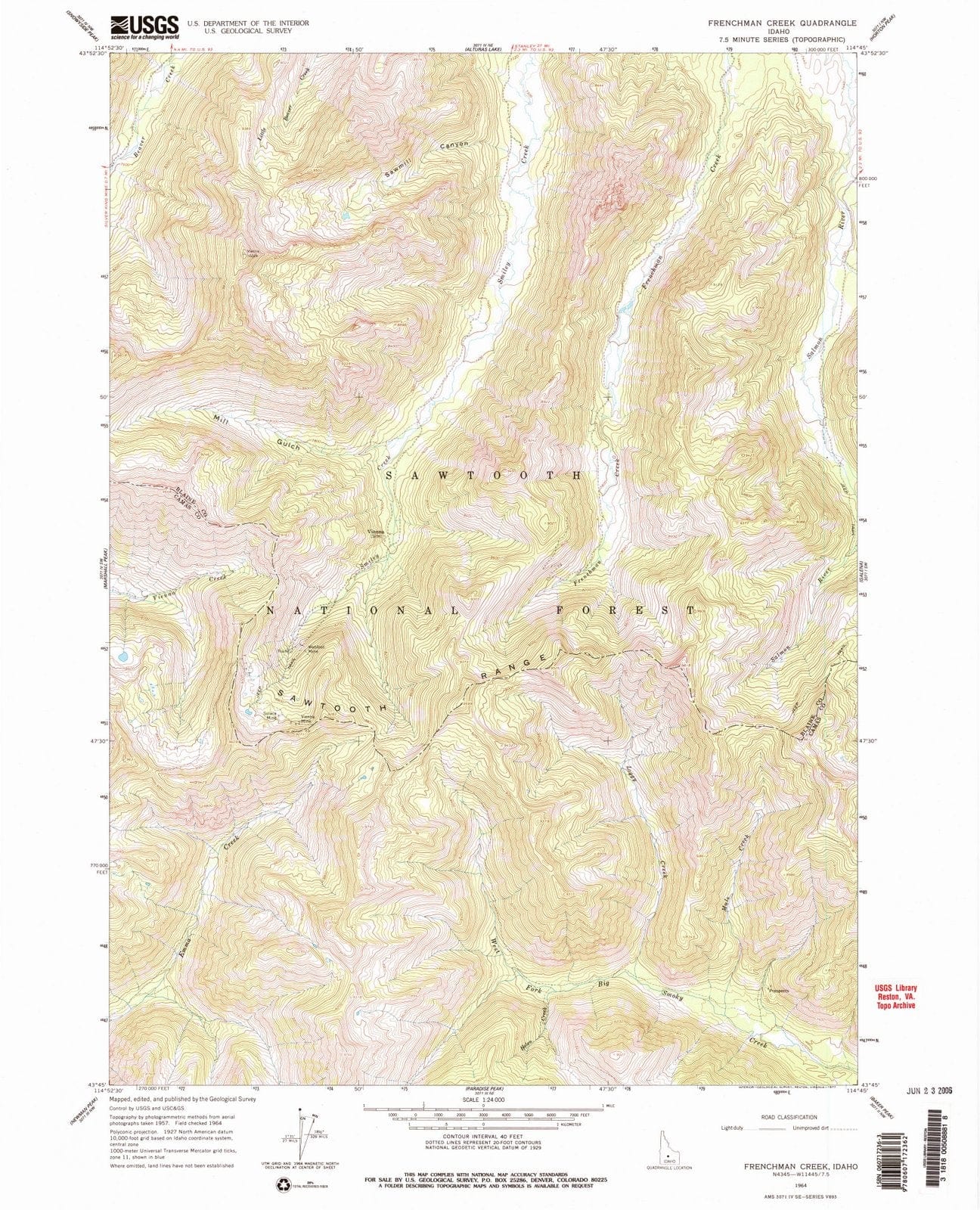 1964 Frenchman Creek, ID - Idaho - USGS Topographic Map