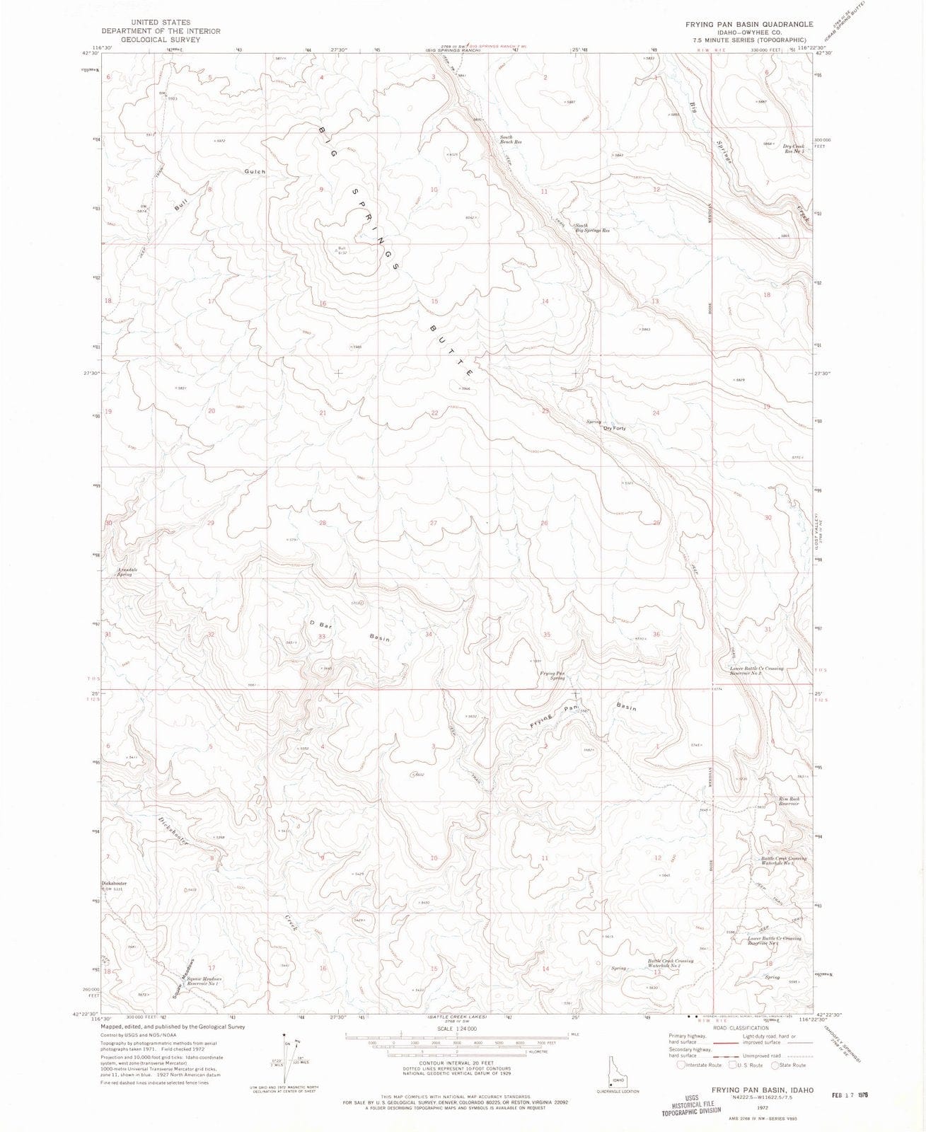 1972 Frying Pan Basin, ID - Idaho - USGS Topographic Map