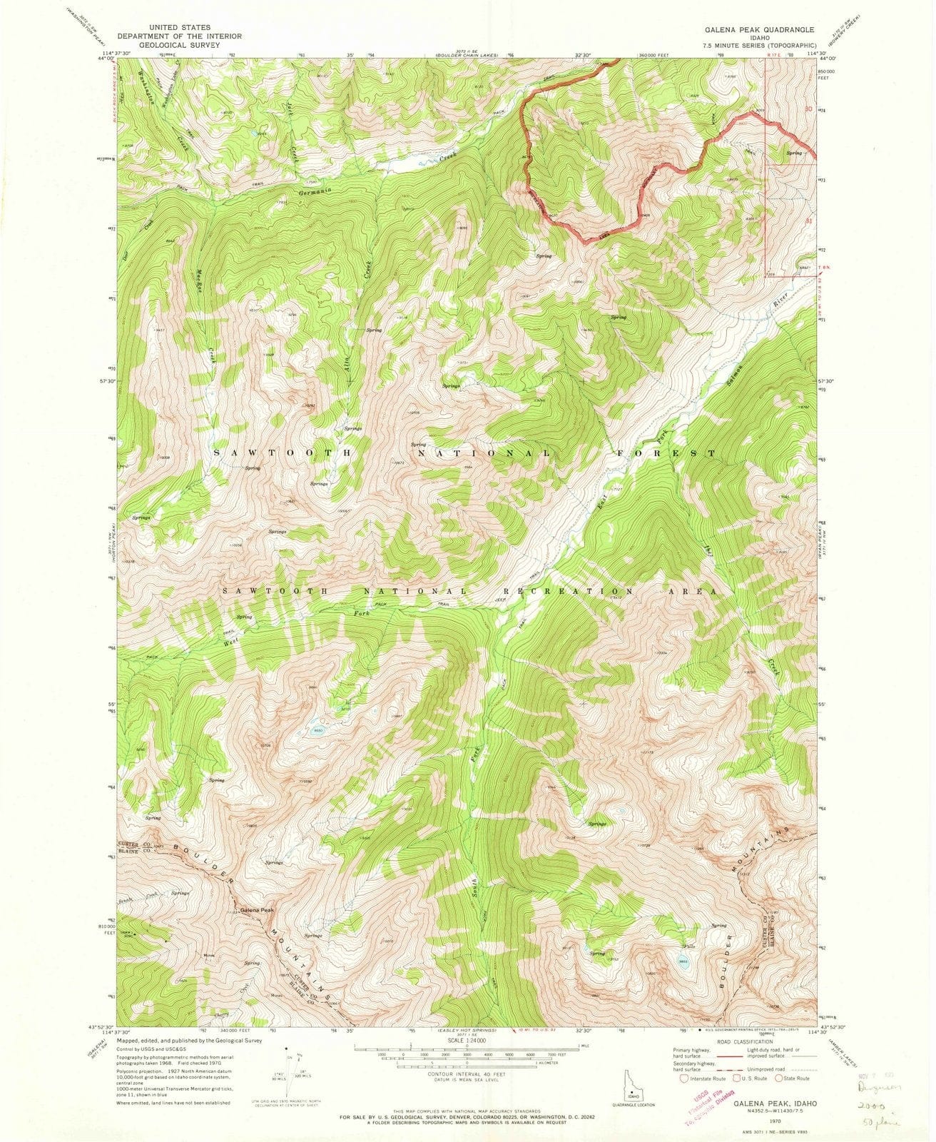 1970 Galena Peak, ID - Idaho - USGS Topographic Map