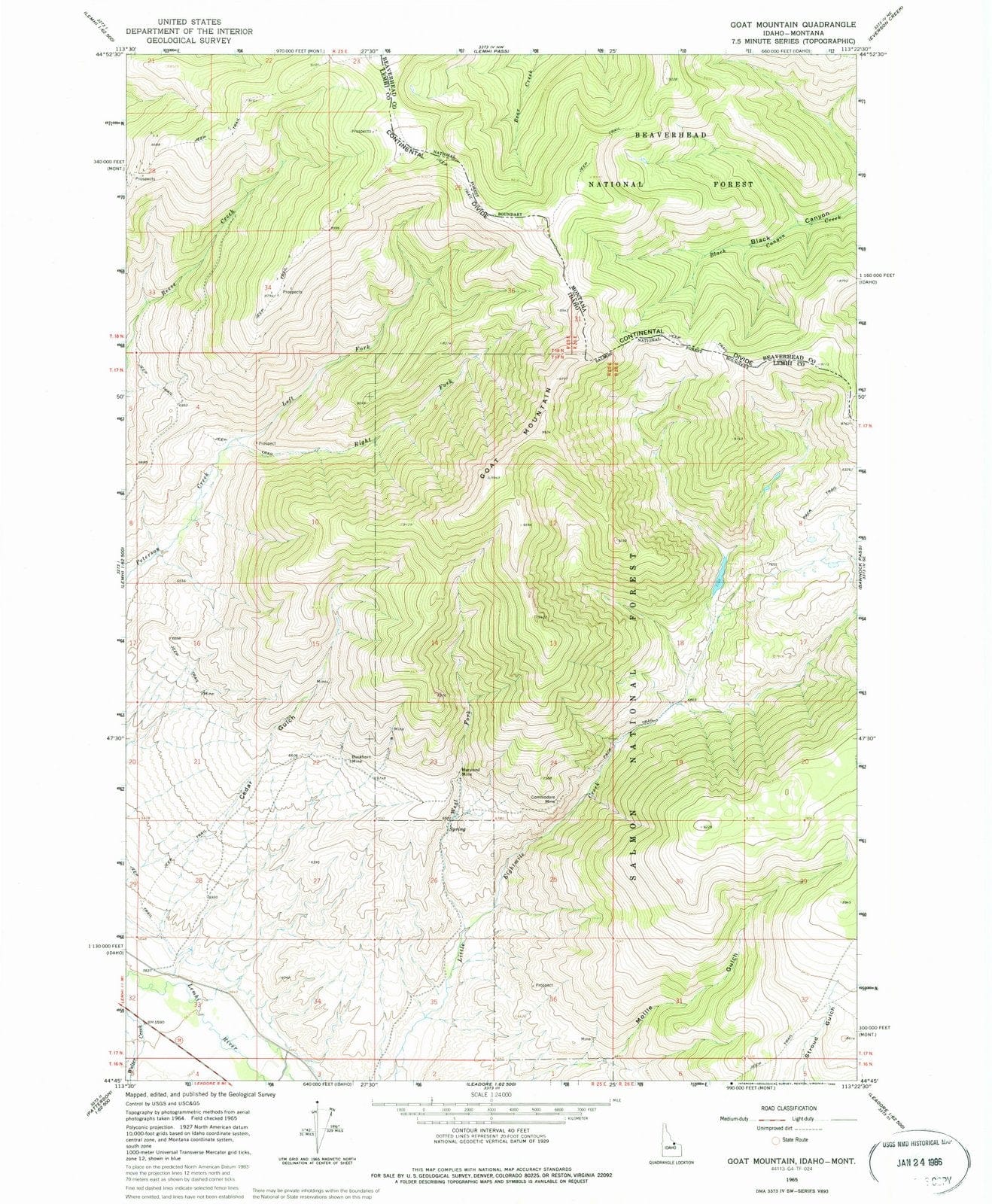 1965 Goat Mountain, ID - Idaho - USGS Topographic Map