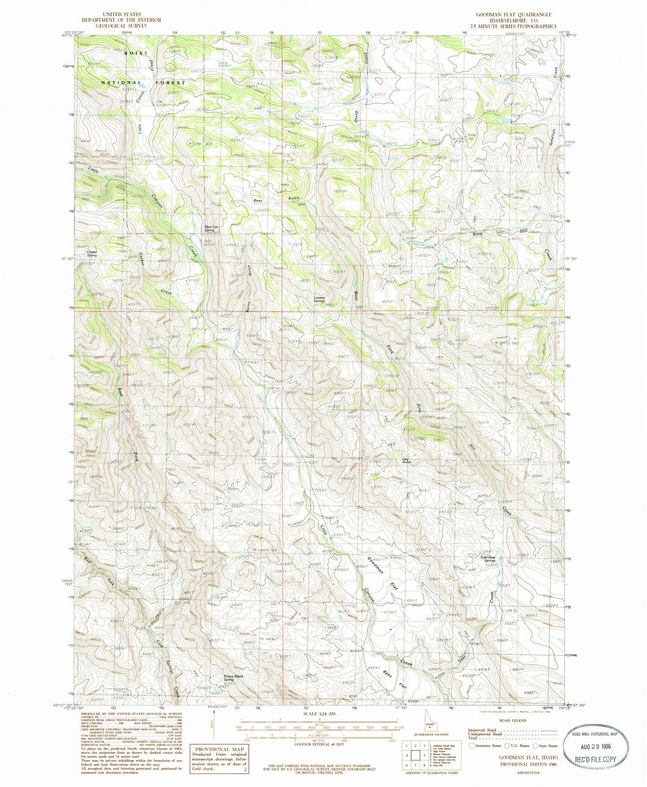 1986 Goodman Flat, ID - Idaho - USGS Topographic Map