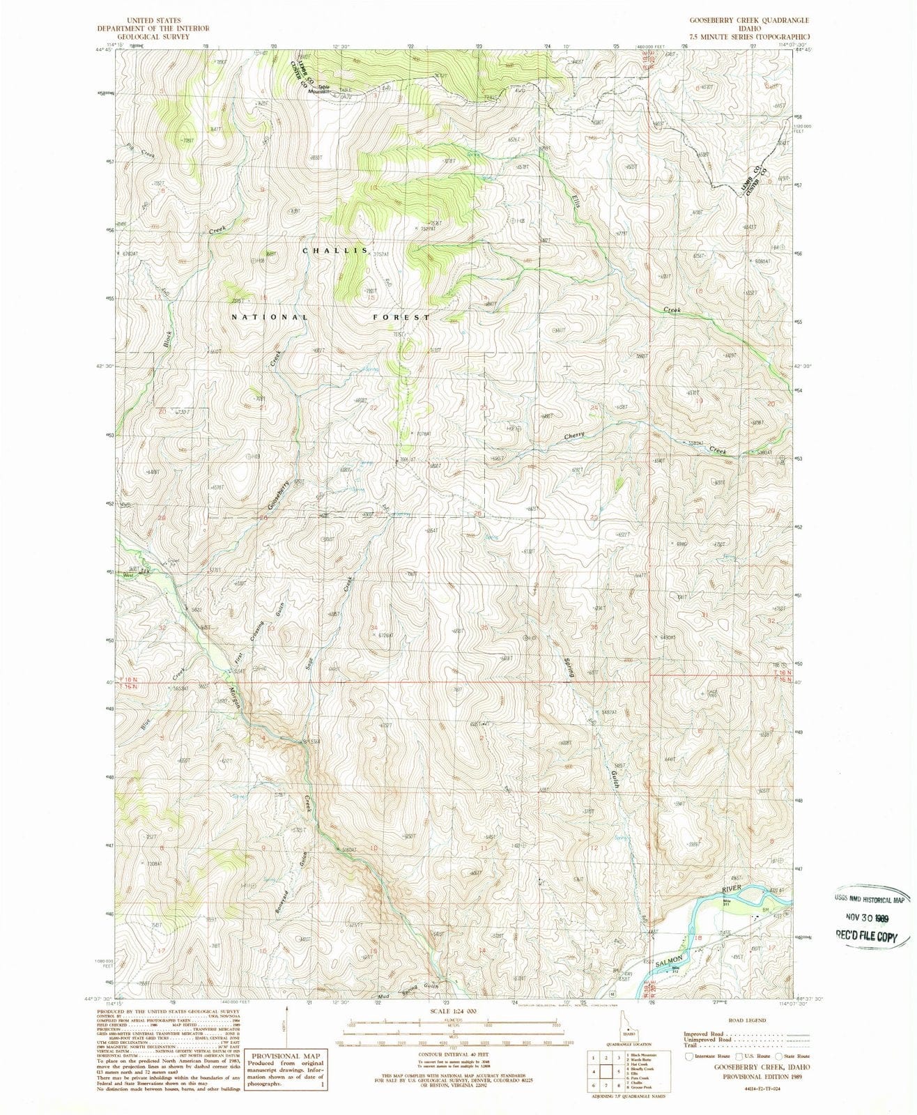 1989 Gooseberry Creek, ID - Idaho - USGS Topographic Map