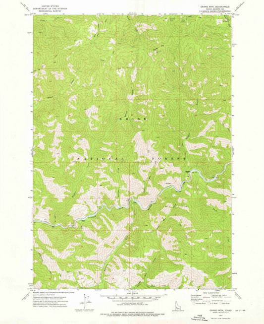 1972 Grand MTN, ID - Idaho - USGS Topographic Map