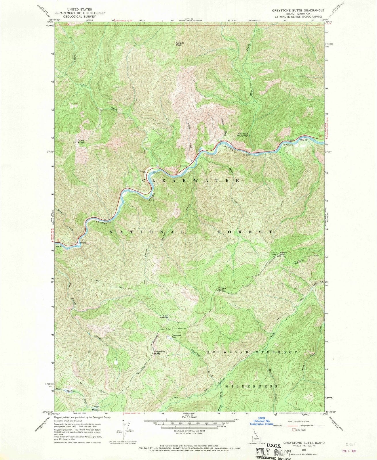 1966 Greystone Butte, ID - Idaho - USGS Topographic Map