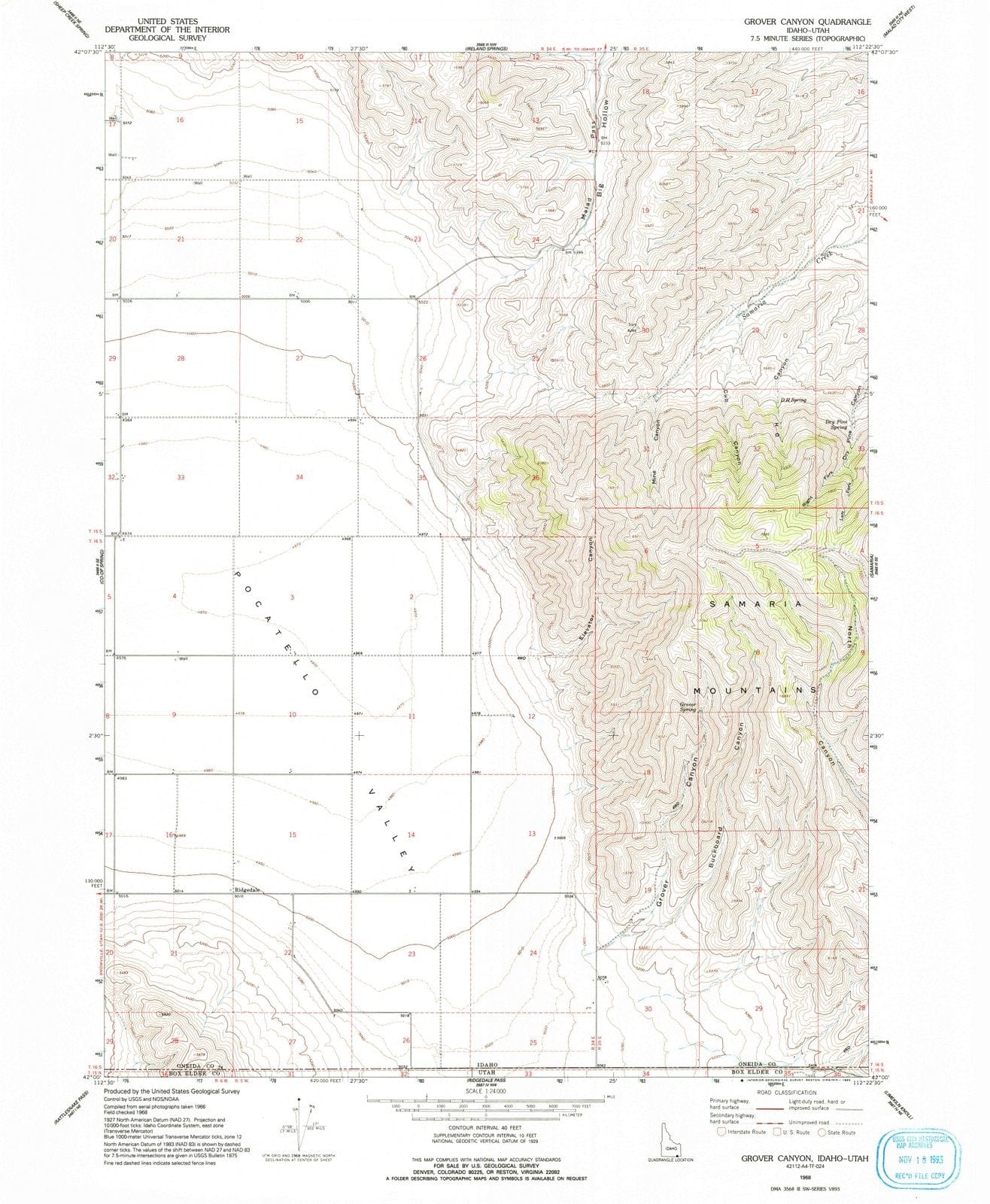 1968 Grover Canyon, ID - Idaho - USGS Topographic Map