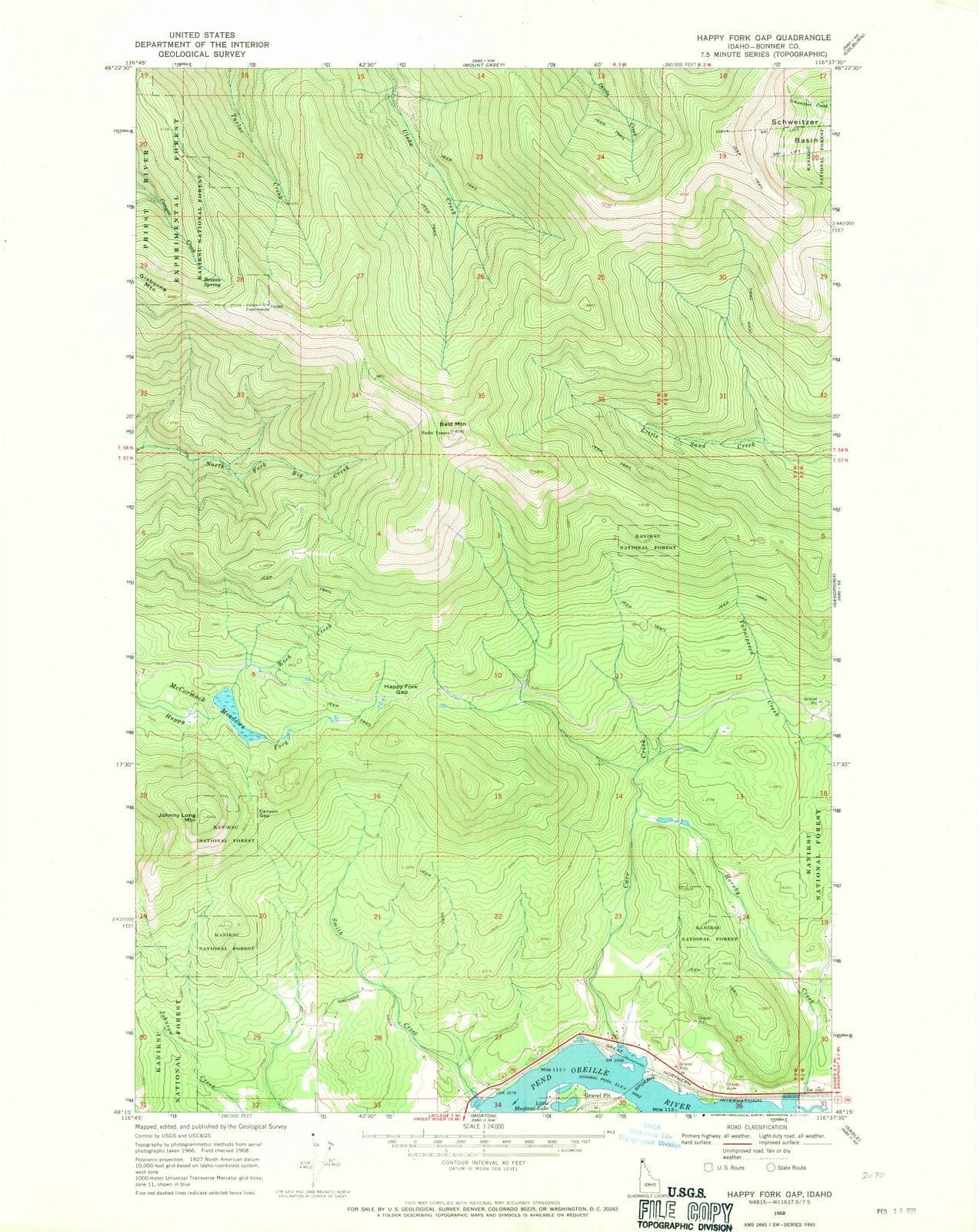 1968 Happy Fork Gap, ID - Idaho - USGS Topographic Map