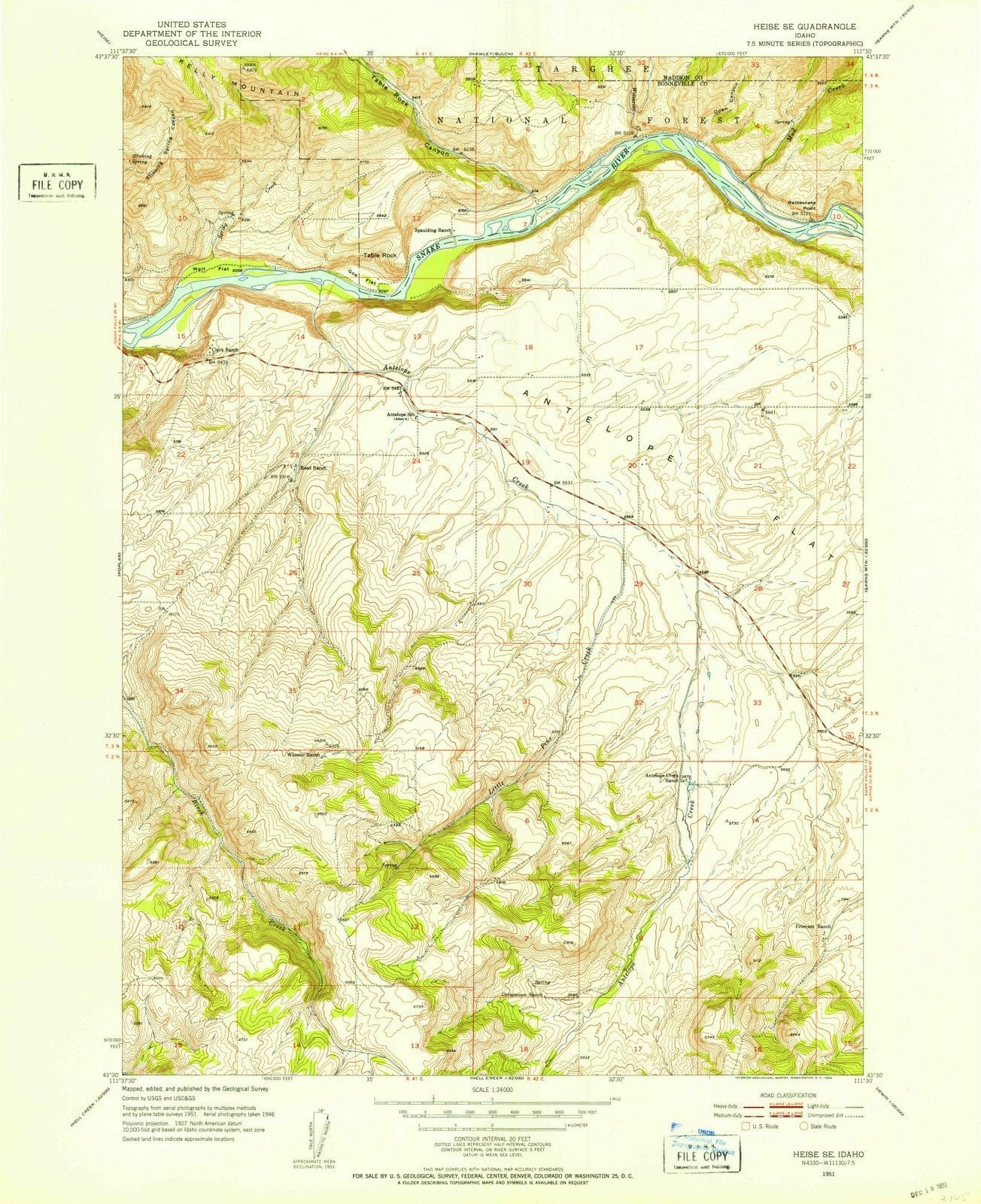 1951 Heise, ID - Idaho - USGS Topographic Map