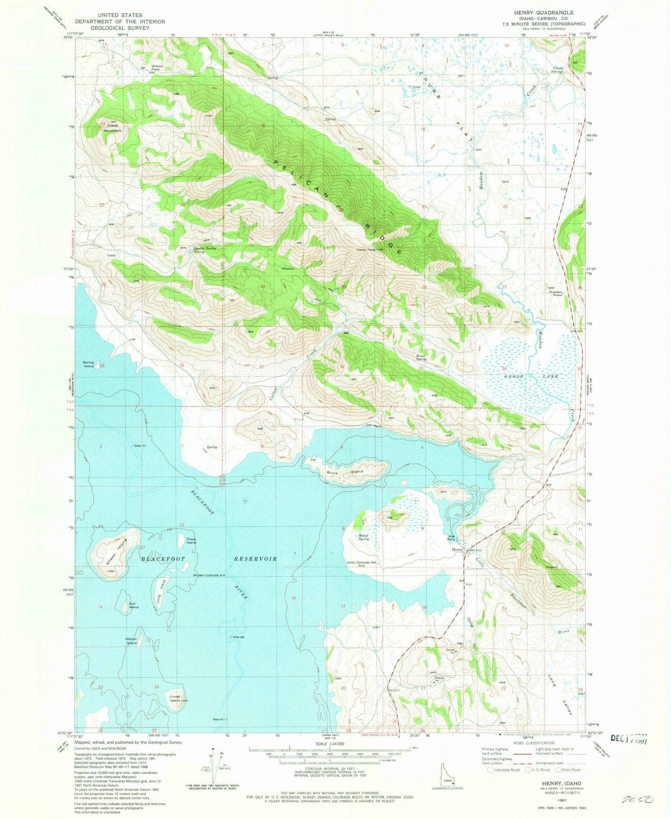1981 Henry, ID - Idaho - USGS Topographic Map
