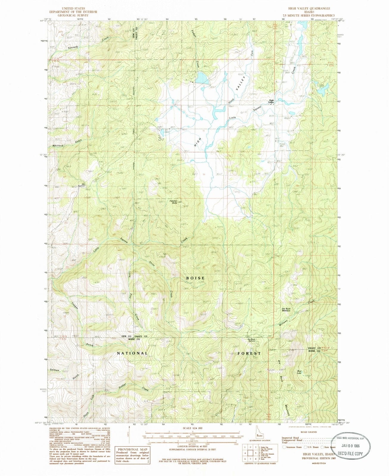 1985 High Valley, ID - Idaho - USGS Topographic Map