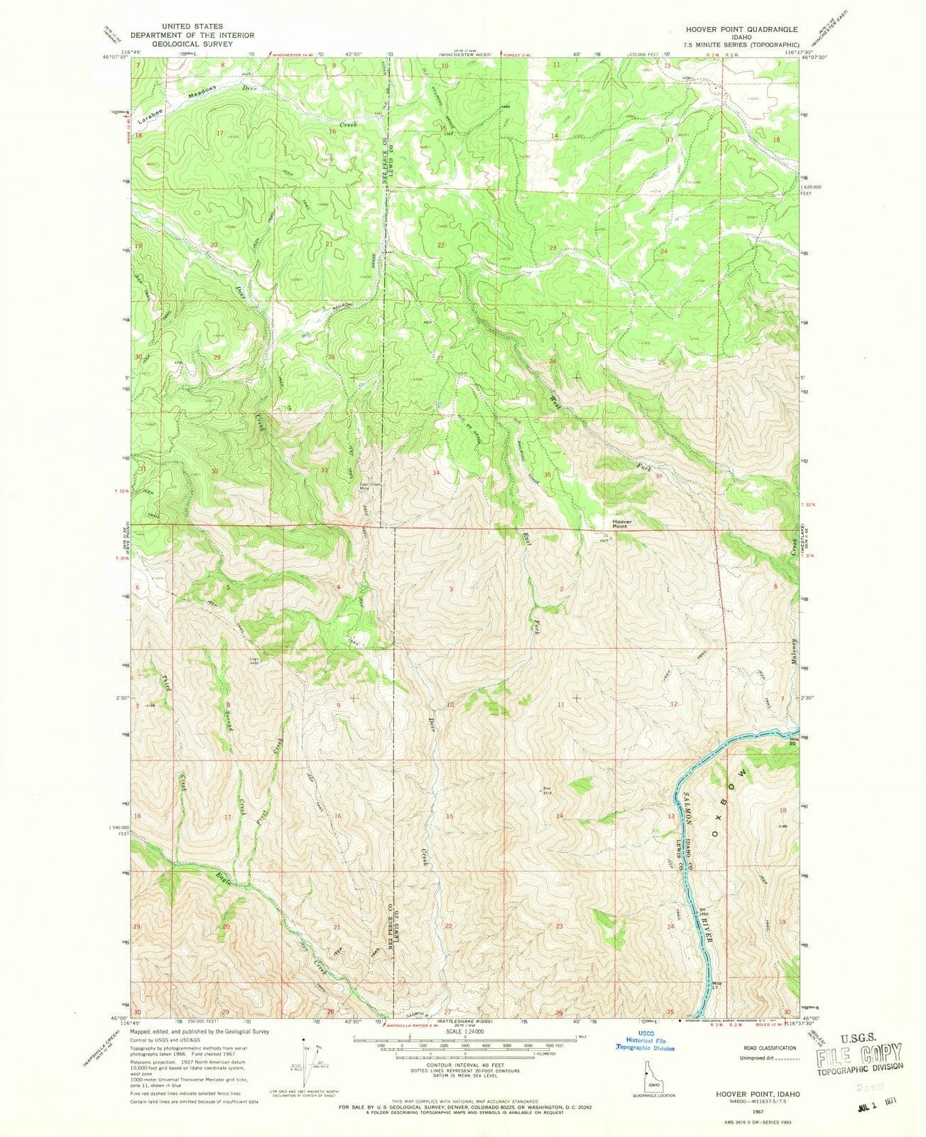 1967 Hoover Point, ID - Idaho - USGS Topographic Map
