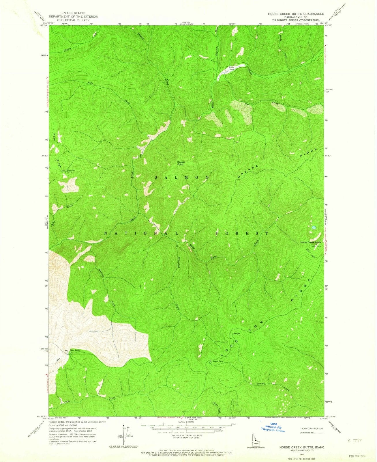 1962 Horse Creek Butte, ID - Idaho - USGS Topographic Map
