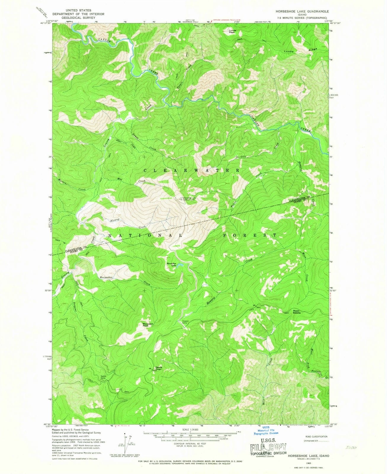 1965 Horseshoe Lake, ID - Idaho - USGS Topographic Map