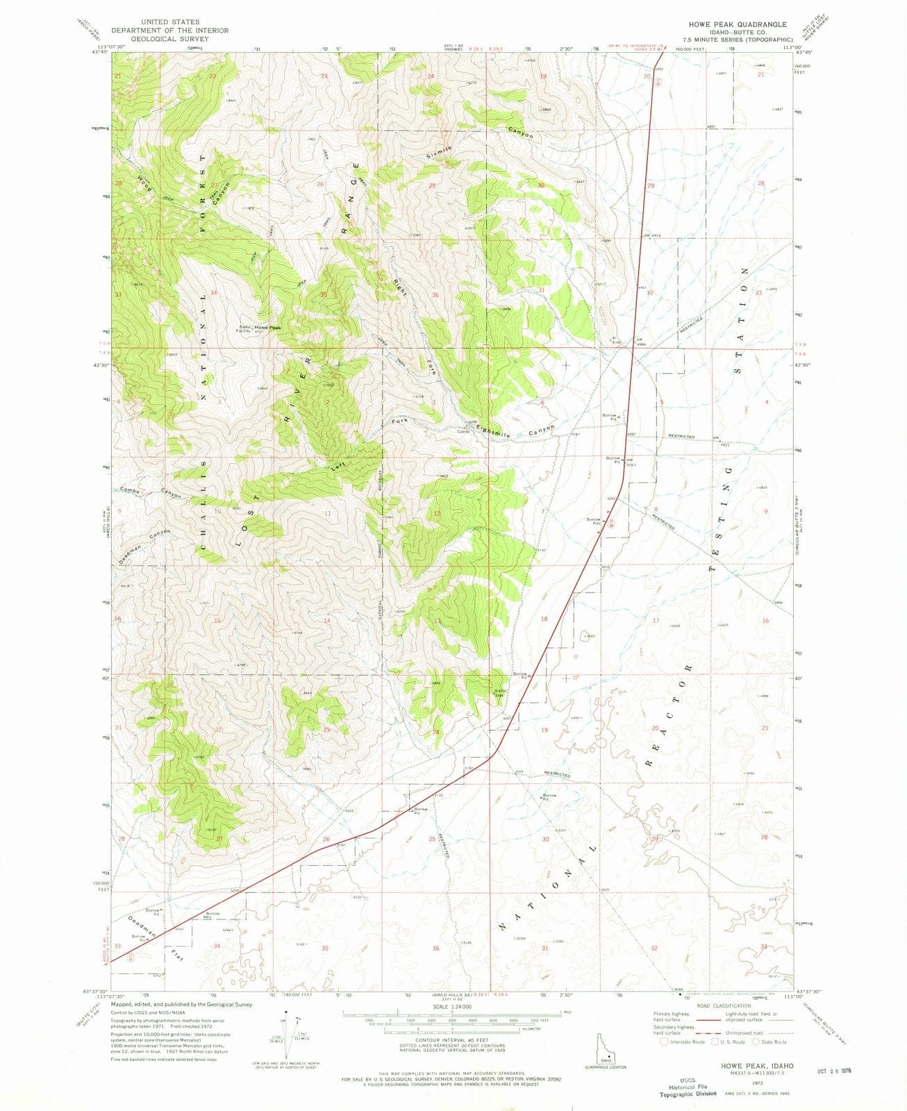 1972 Howe Peak, ID - Idaho - USGS Topographic Map