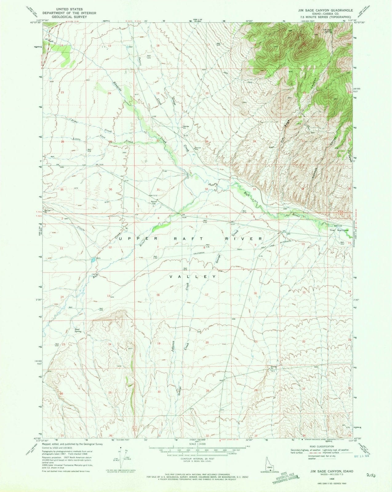 1968 Jim Sage Canyon, ID - Idaho - USGS Topographic Map