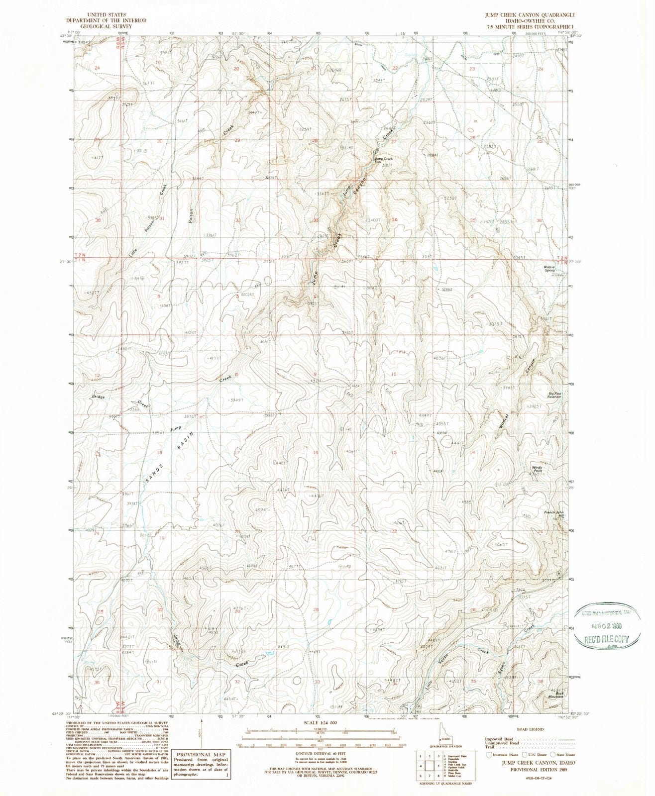 1989 Jump Creek Canyon, ID - Idaho - USGS Topographic Map