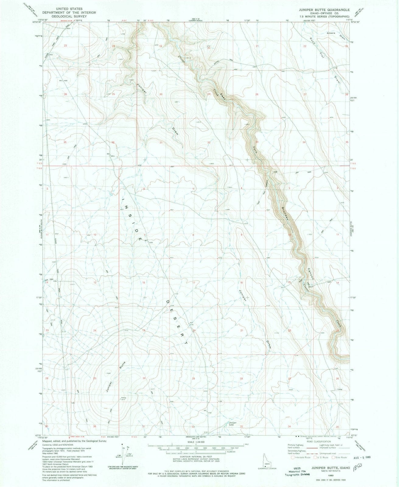 1980 Juniper Butte, ID - Idaho - USGS Topographic Map