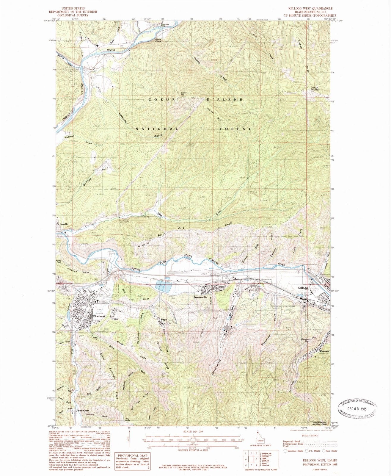 1985 Kellogg West, ID - Idaho - USGS Topographic Map