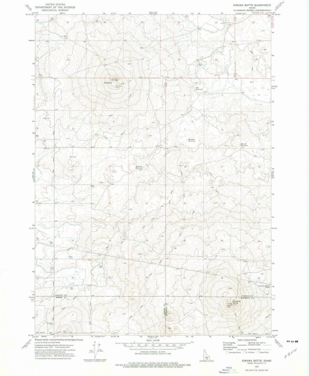 1972 Kimama Butte, ID - Idaho - USGS Topographic Map
