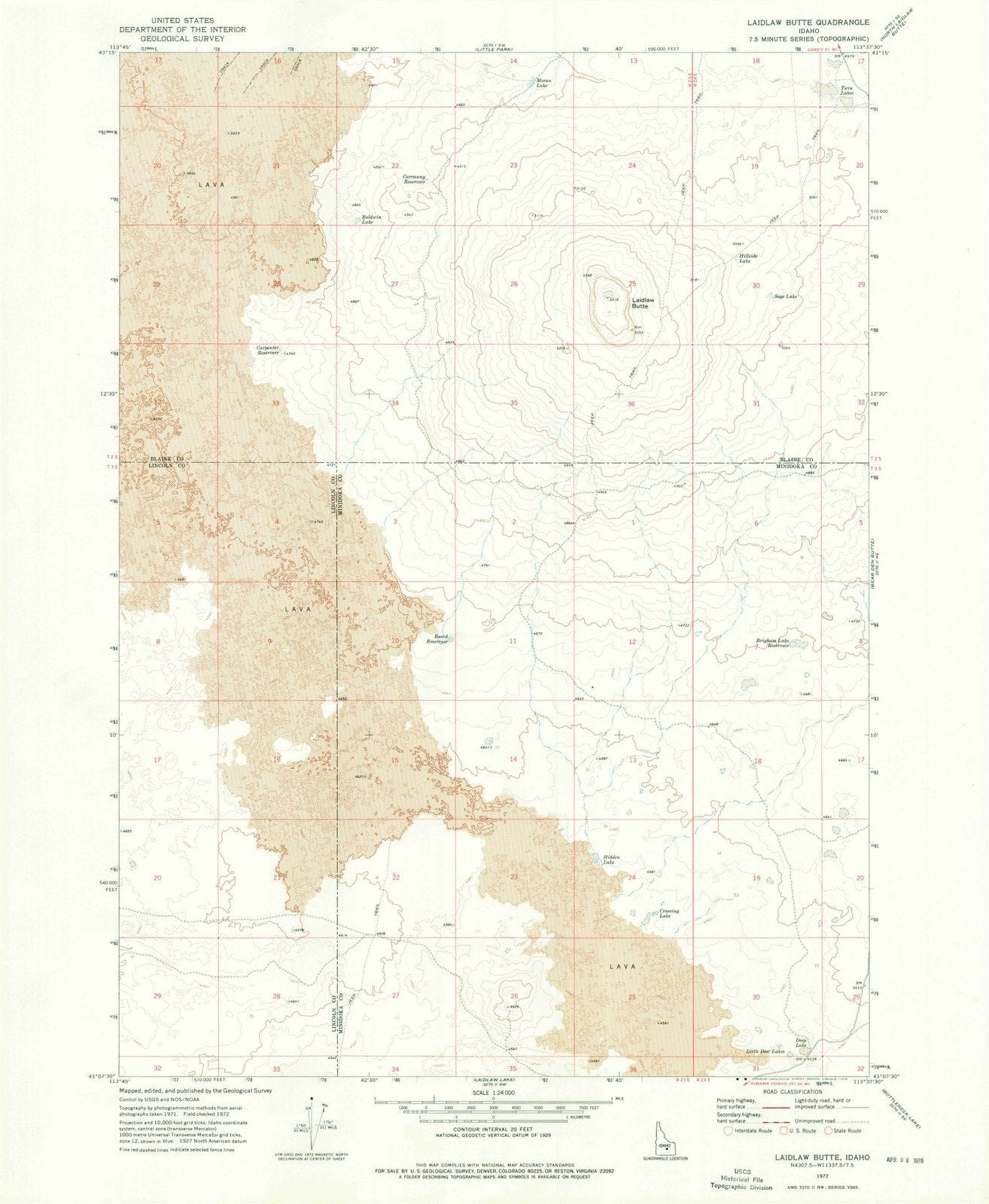 1972 Laidlaw Butte, ID - Idaho - USGS Topographic Map