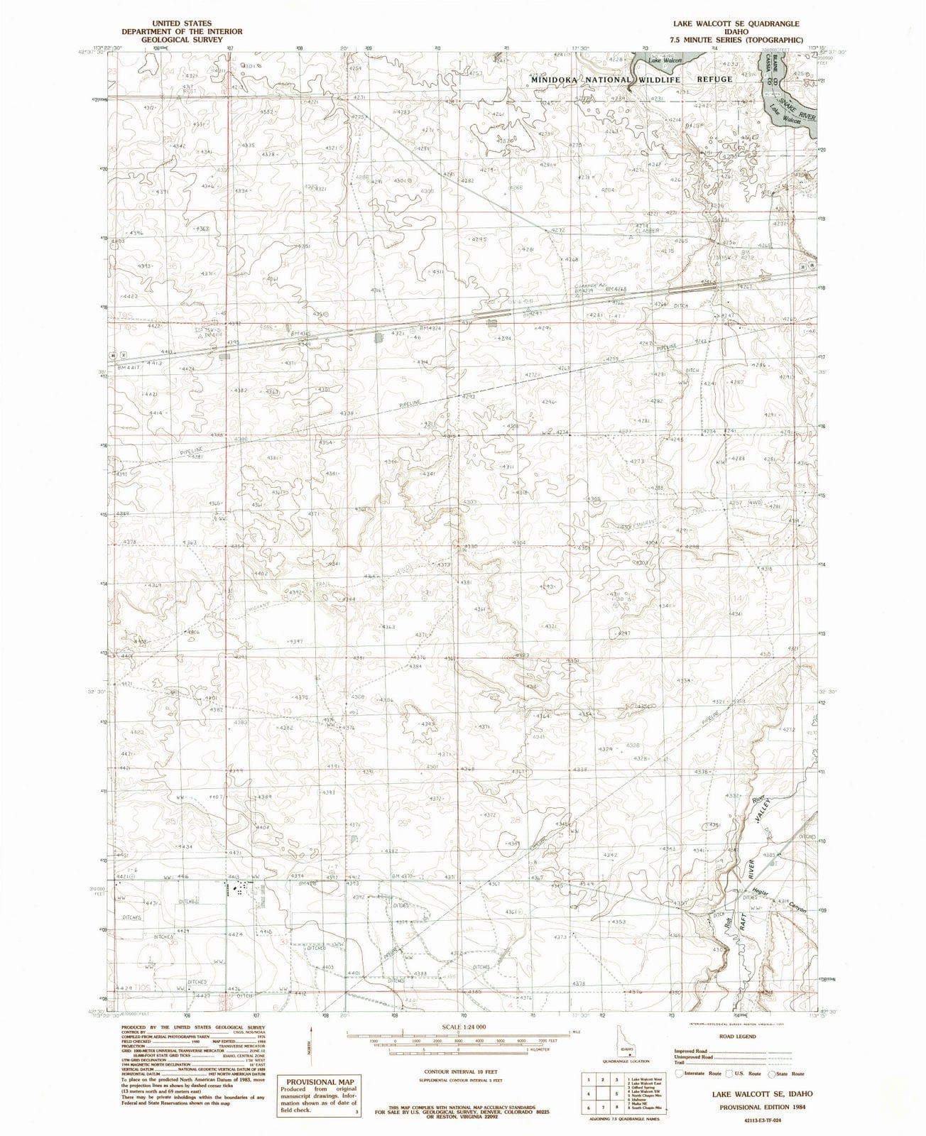 1984 Lake Walcott, ID - Idaho - USGS Topographic Map
