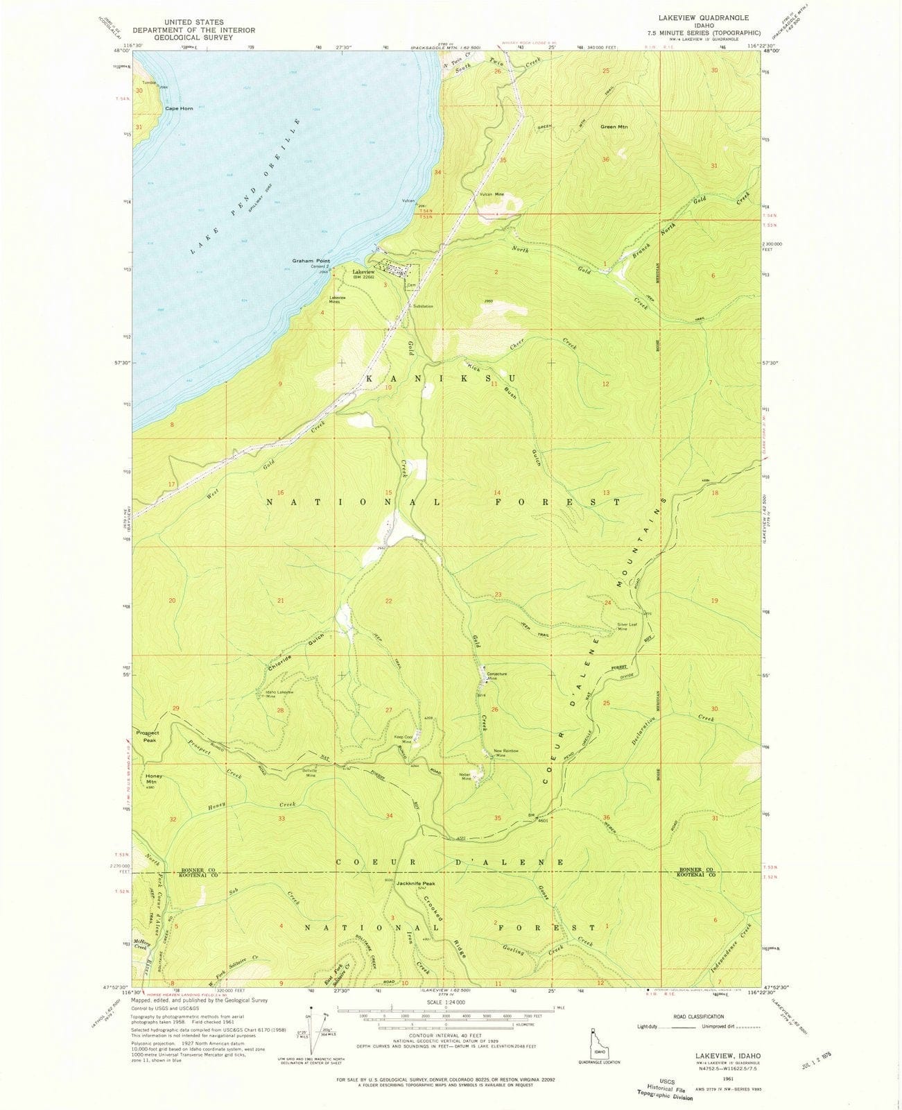 1961 Lakeview, ID - Idaho - USGS Topographic Map