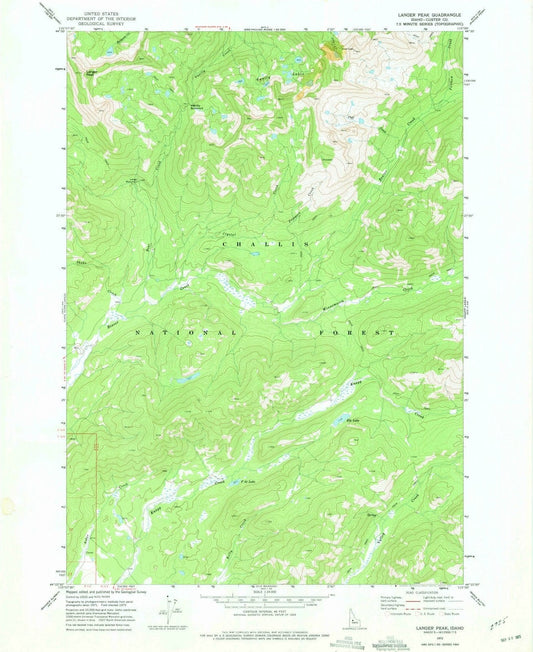 1972 Langer Peak, ID - Idaho - USGS Topographic Map