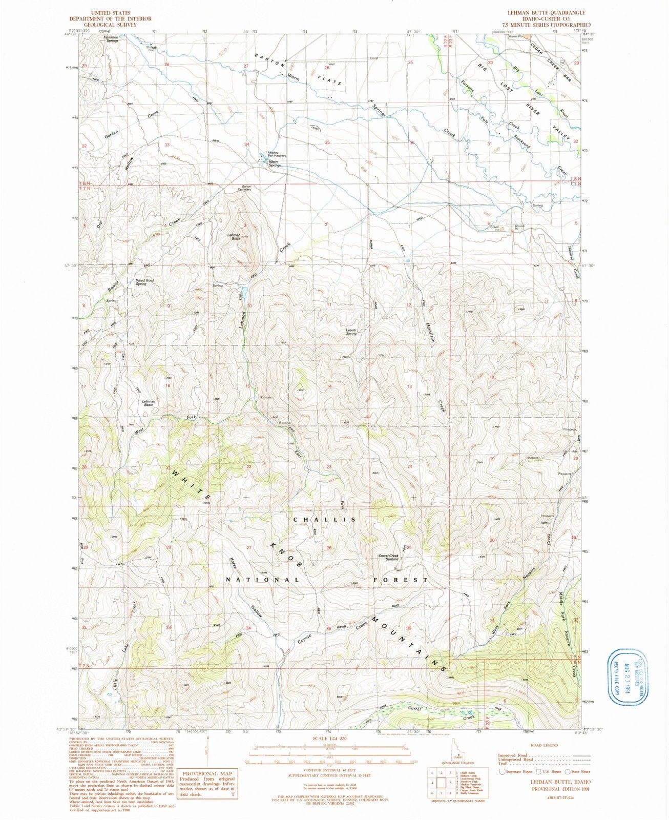 1991 Lehman Butte, ID - Idaho - USGS Topographic Map
