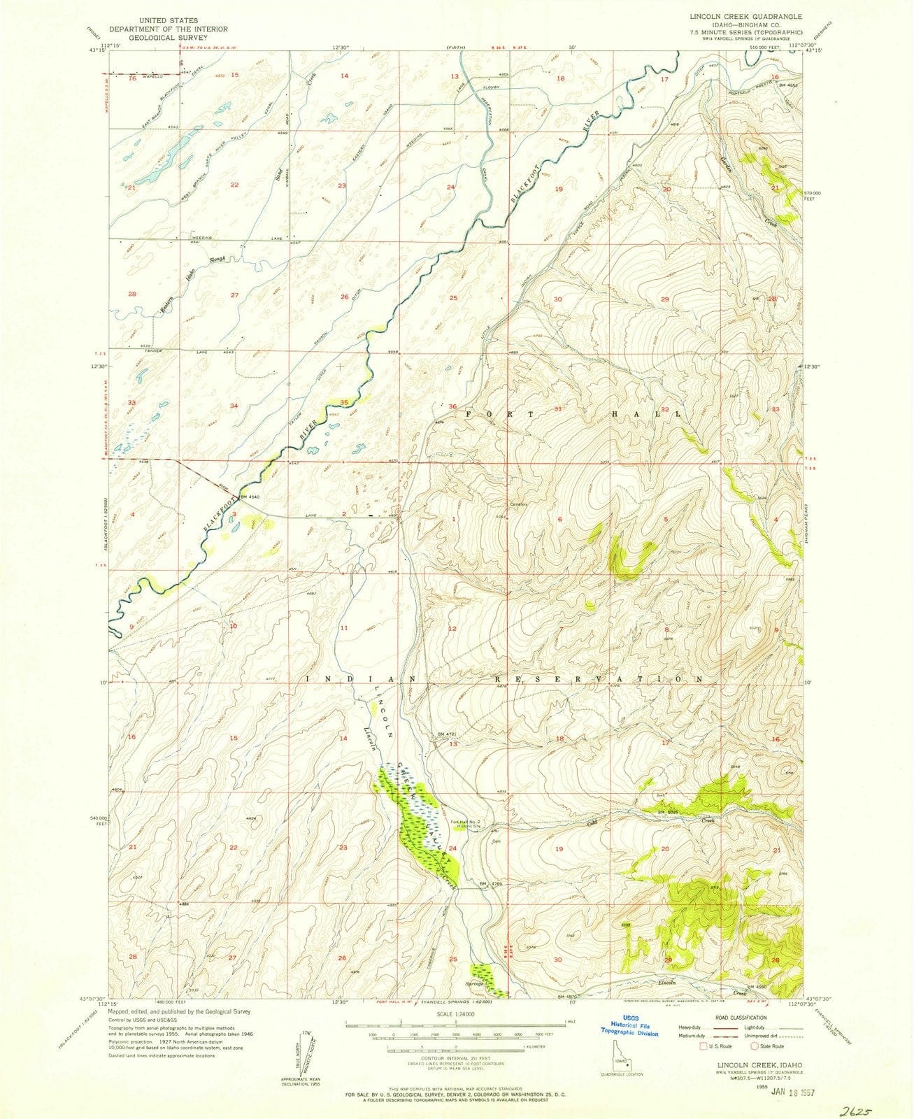 1955 Lincoln Creek, ID - Idaho - USGS Topographic Map