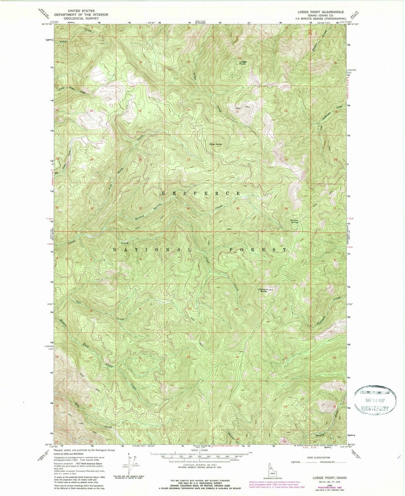 1966 Lodge Point, ID - Idaho - USGS Topographic Map