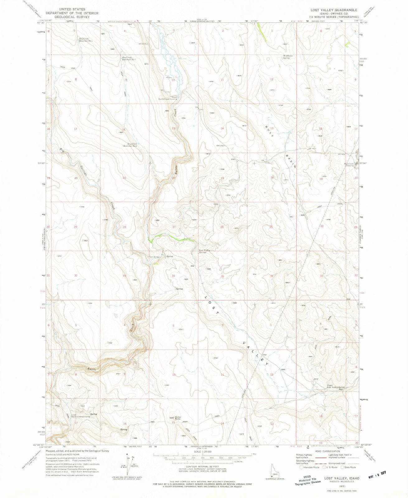 1972 Lost Valley, ID - Idaho - USGS Topographic Map