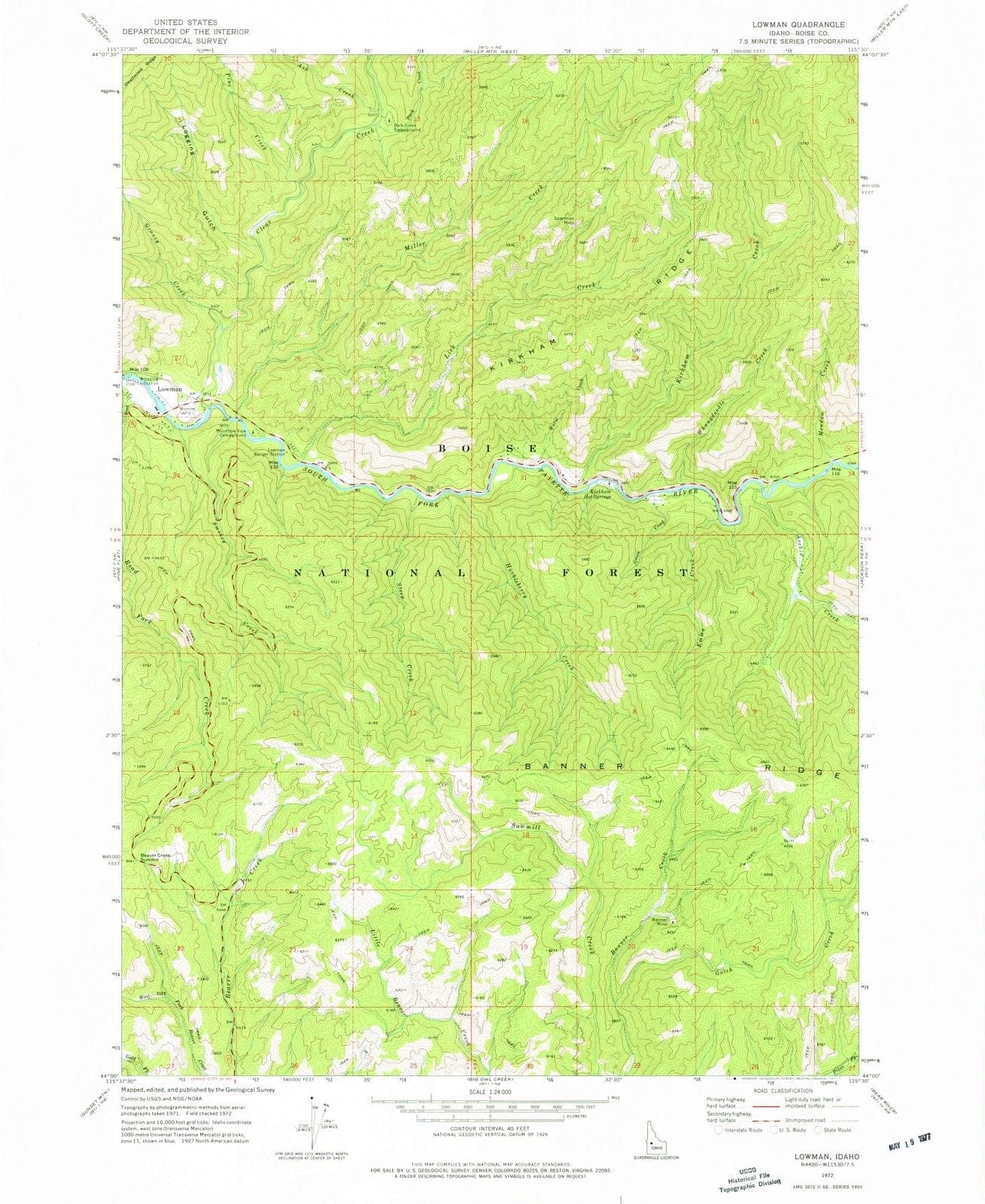 1972 Lowman, ID - Idaho - USGS Topographic Map