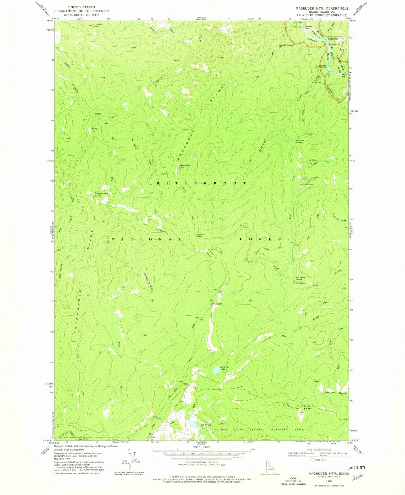 1978 Magruder MTN, ID - Idaho - USGS Topographic Map