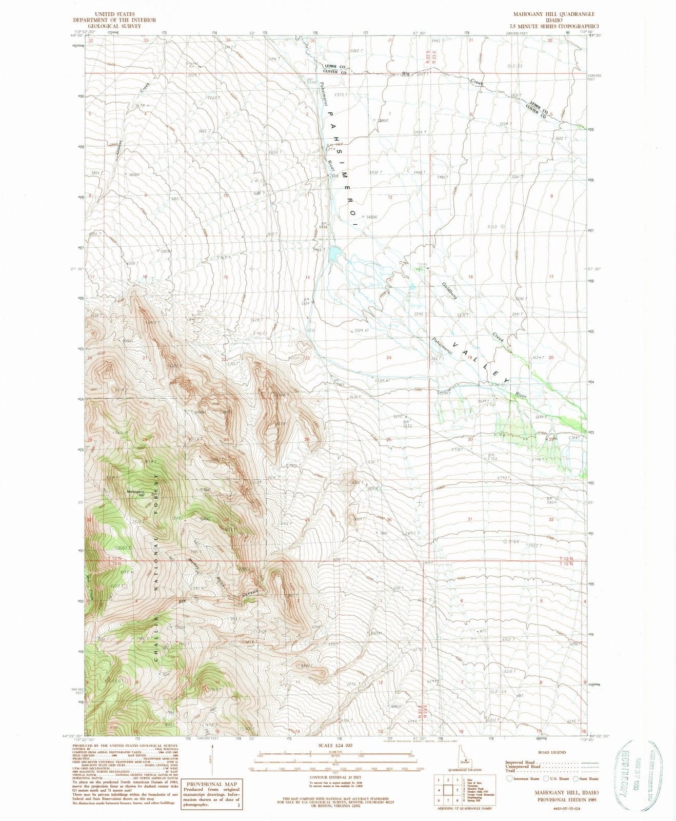 1989 Mahogany Hill, ID - Idaho - USGS Topographic Map