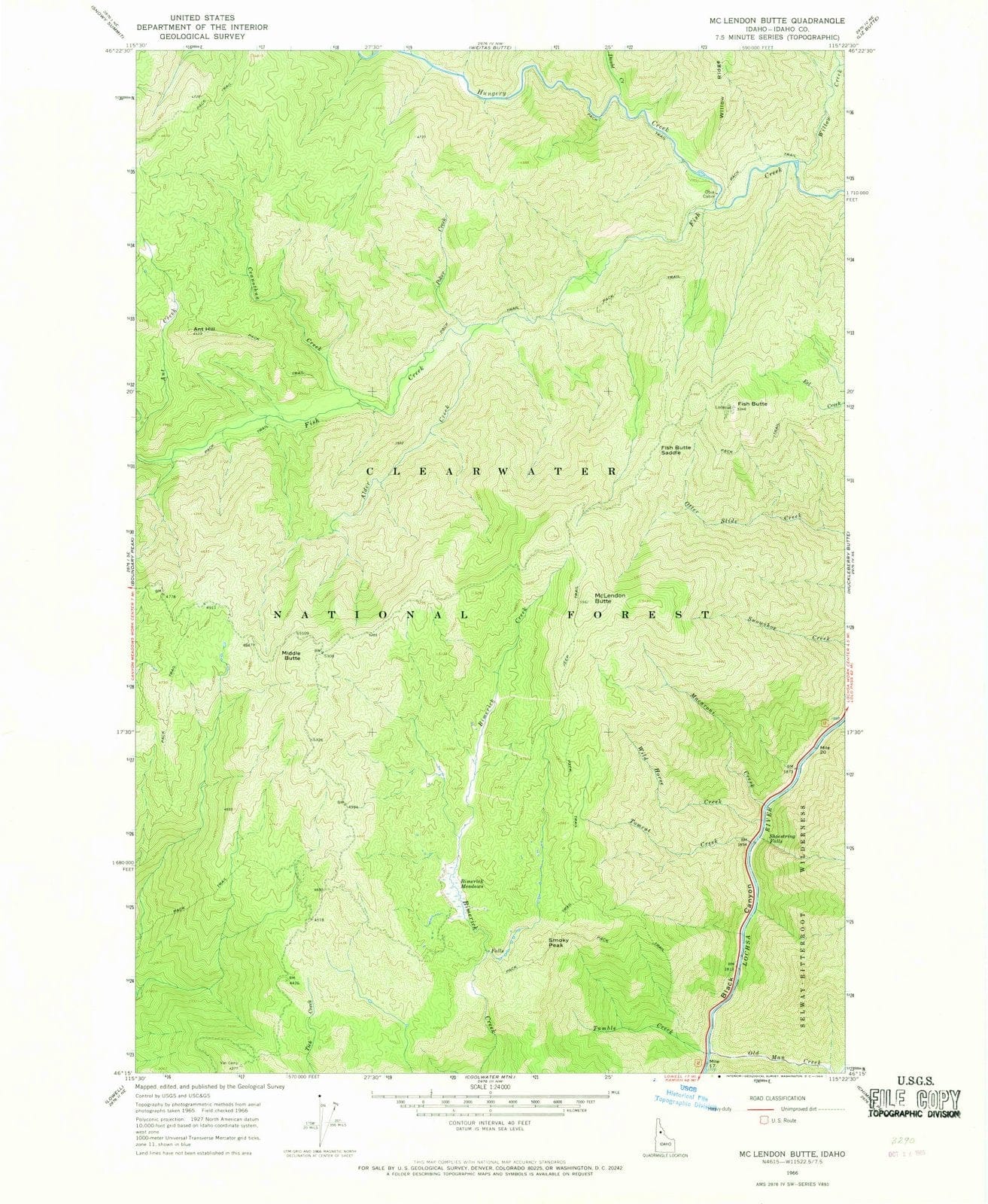 1966 Mc Lendon Butte, ID - Idaho - USGS Topographic Map