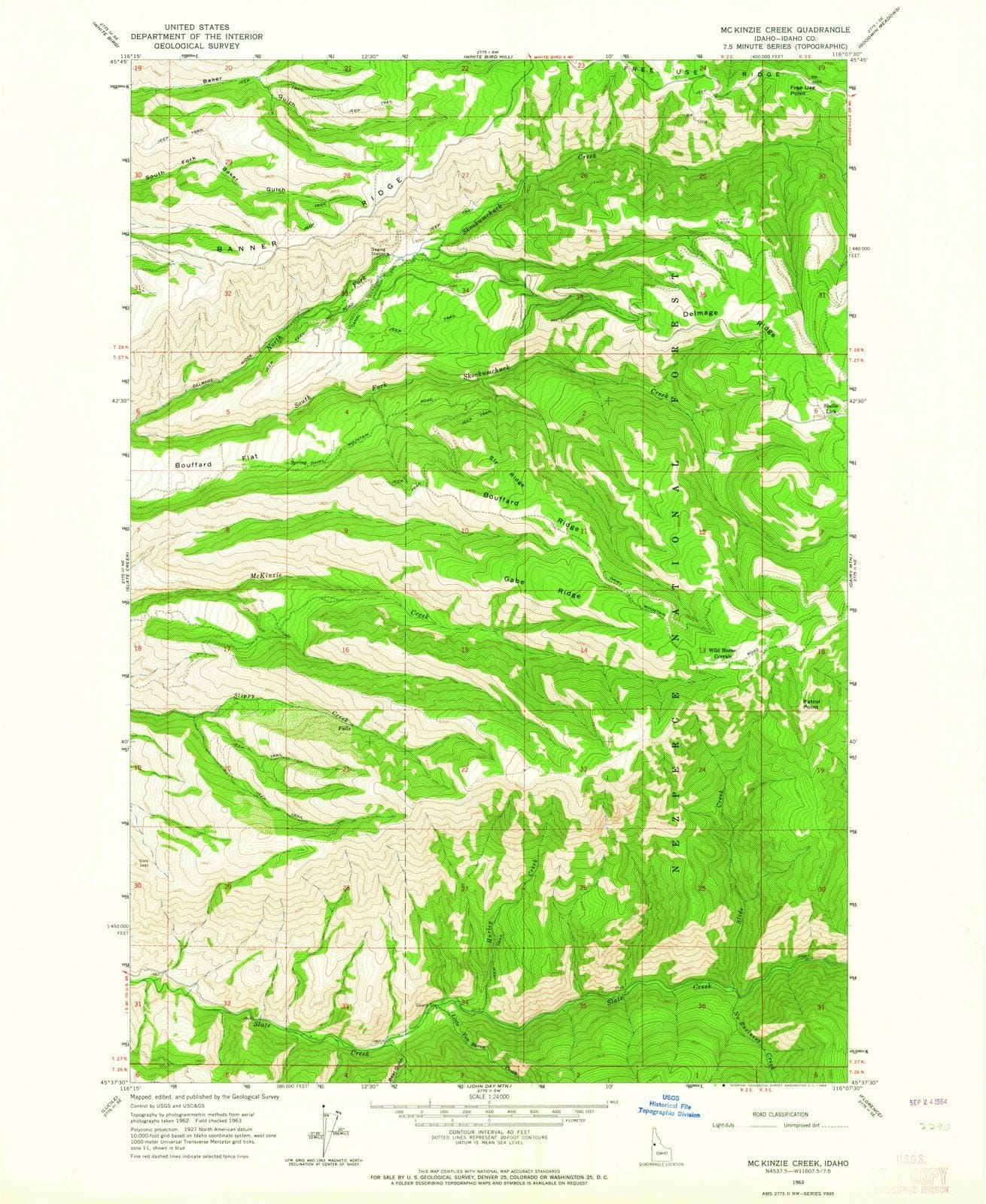1963 Mckinzie Creek, ID - Idaho - USGS Topographic Map