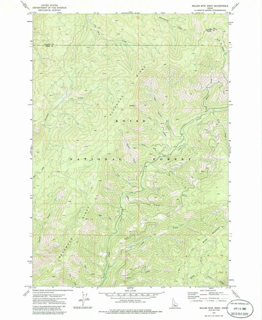 1972 Miller MTN West, ID - Idaho - USGS Topographic Map