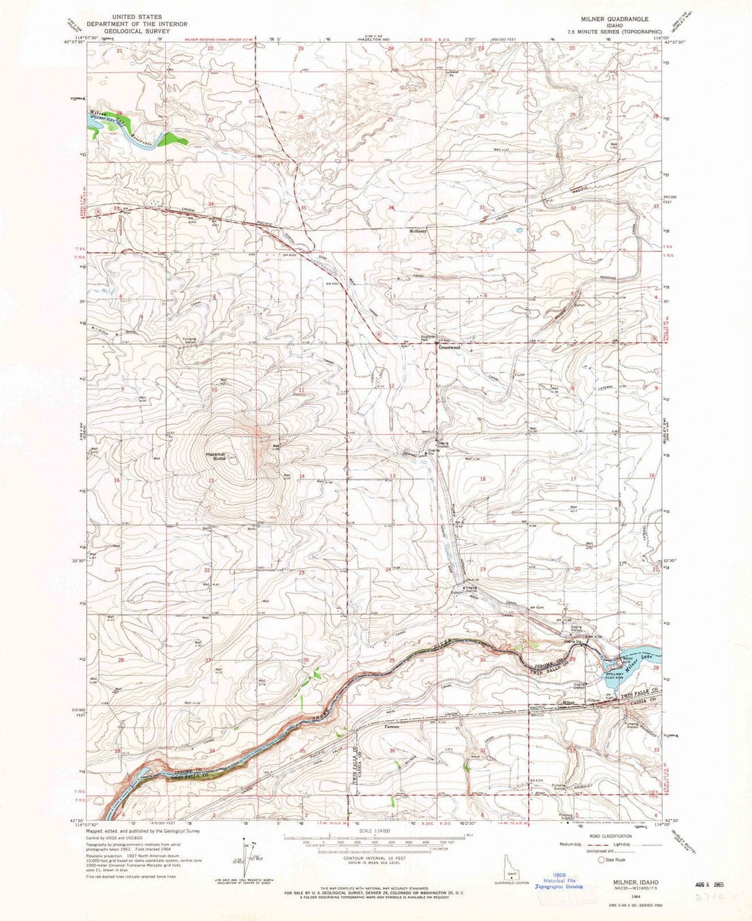 1964 Milner, ID - Idaho - USGS Topographic Map