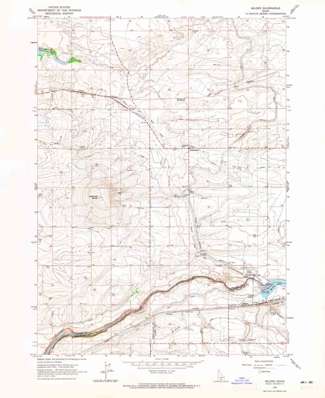 1964 Milner, ID - Idaho - USGS Topographic Map